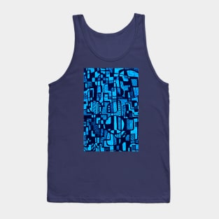 African Abstract Art Pattern Design- "Ndalu" - Blue Tank Top